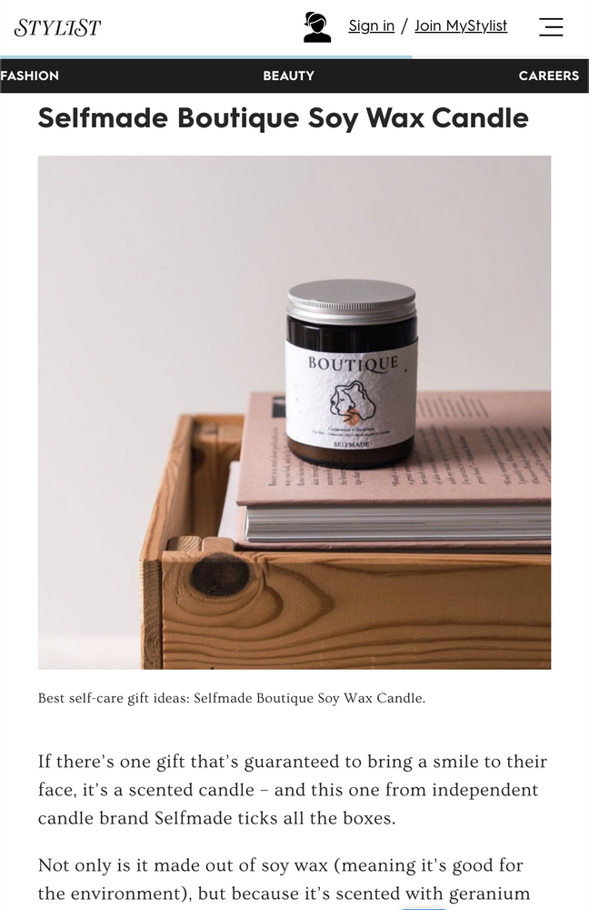 Selfmade Candle featured in The Stylist's Self-care gift ideas