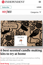 Selfmade's FLORA Candle Making Kit featured in The Independent 